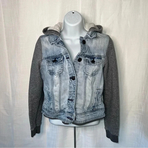 American Eagle Outfitters Jackets & Blazers - Vintage American Eagle Gray Hoodie Sweatshirt Denim Jean Jacket Size Medium